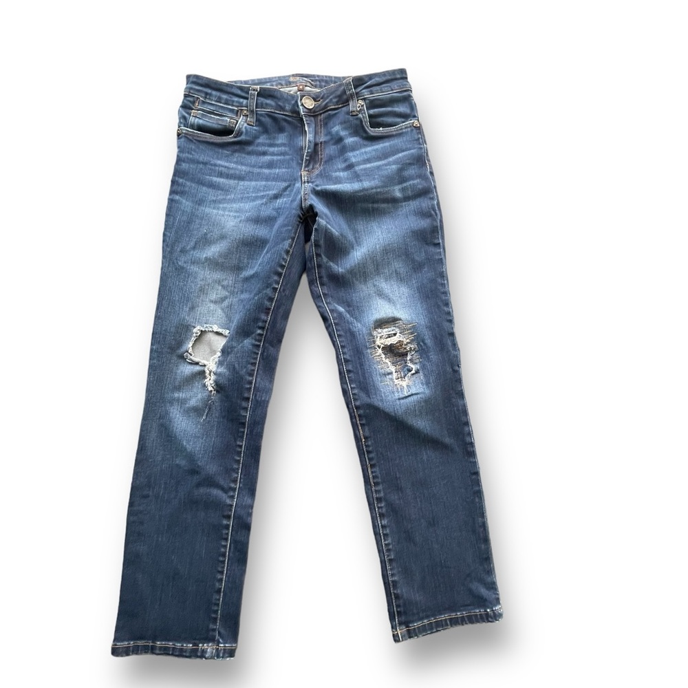 KUT from the Kloth Dark Wash DIstressed Straight Leg Jeans Women's Size 4 Casual